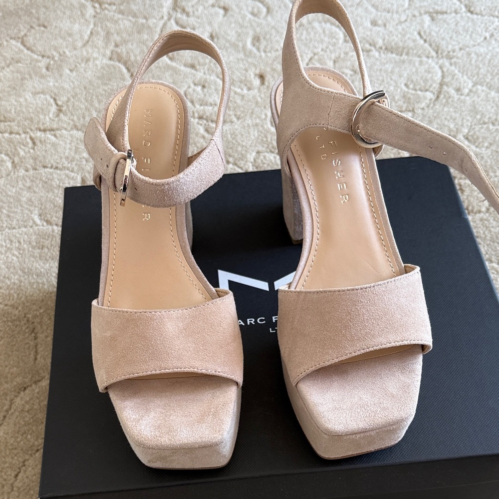 Marc Fisher Nude Block Heel Sandals